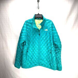The North Face ThermoBall Eco Jacket Womens Large Teal Puffer Zip Winter Outdoor